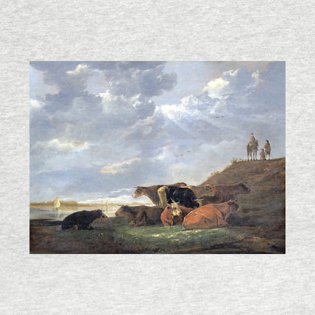 Aelbert Cuyp River Landscape with Cows by pdpress